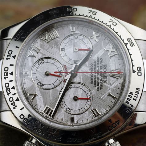 rolex cosmograph daytona ss 18 ct white gold meteorite dial|rolex daytona white dial.